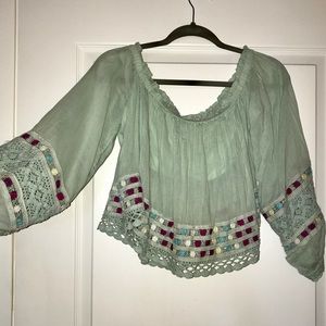 Free People flower sleeve crop top